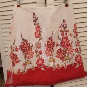 Liz Claiborne Petite SZ 6 Skirt White Floral Midi
